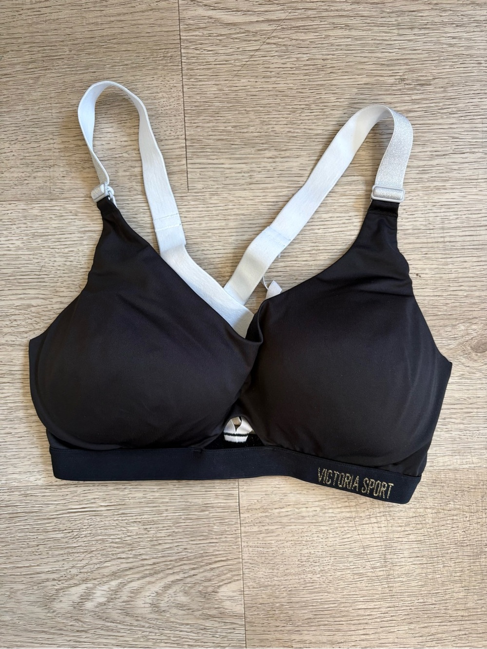 Victoria's Secret Black Sports Bra with White Straps